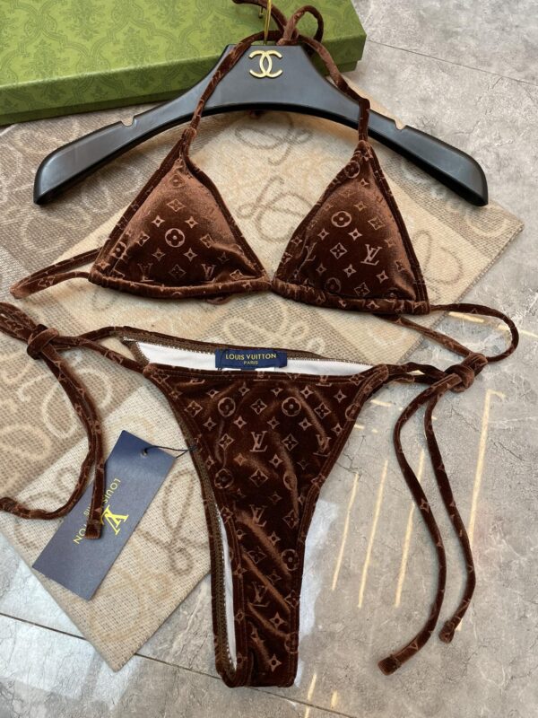 Monogram Triangle Swimsuit Brown For Women