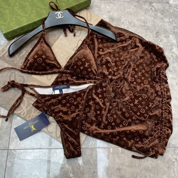 Monogram Triangle Swimsuit Brown For Women