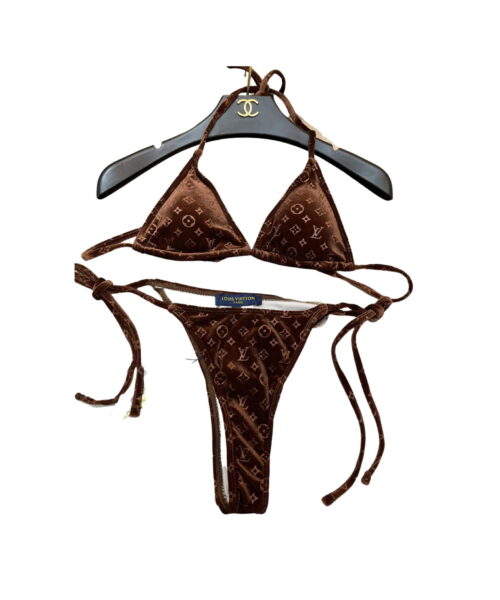 Monogram Triangle Swimsuit Brown For Women