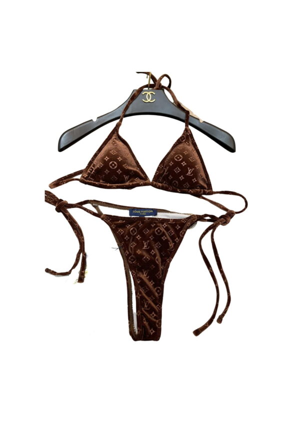 Monogram Triangle Swimsuit Brown For Women