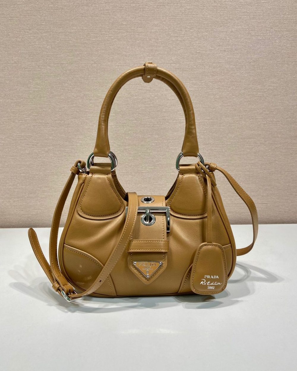 Moon Padded Nappa Bag In White/Yellow/Brown For Women 8.8in / 22.5cm 1BA381_2DYI_F0009_V_OOM