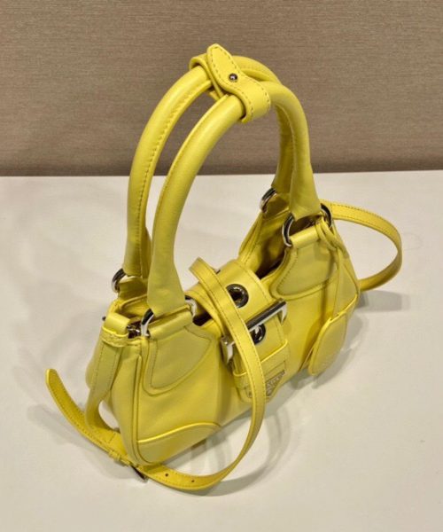 Moon Padded Nappa Bag In White/Yellow/Brown For Women 8.8in / 22.5cm 1BA381_2DYI_F0009_V_OOM
