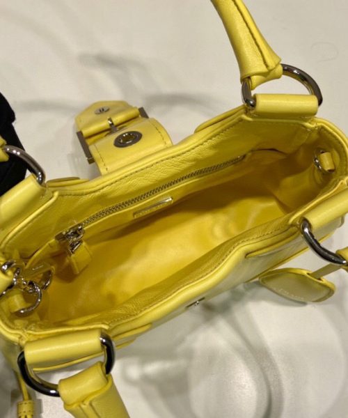 Moon Padded Nappa Bag In White/Yellow/Brown For Women 8.8in / 22.5cm 1BA381_2DYI_F0009_V_OOM