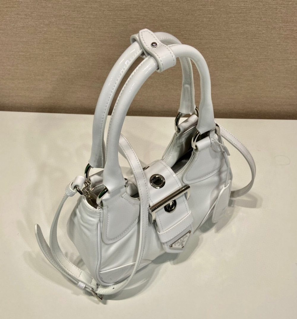 Moon Padded Nappa Bag In White/Yellow/Brown For Women 8.8in / 22.5cm 1BA381_2DYI_F0009_V_OOM