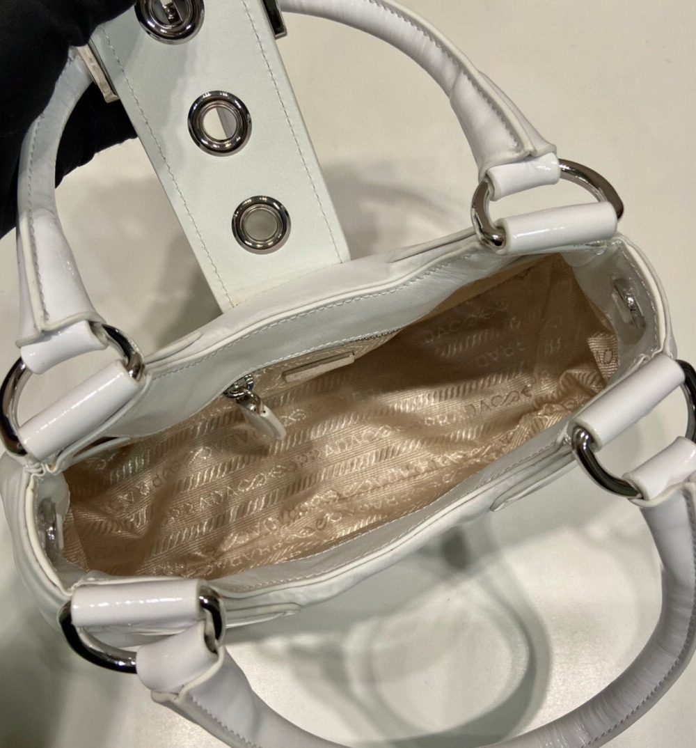 Moon Padded Nappa Bag In White/Yellow/Brown For Women 8.8in / 22.5cm 1BA381_2DYI_F0009_V_OOM