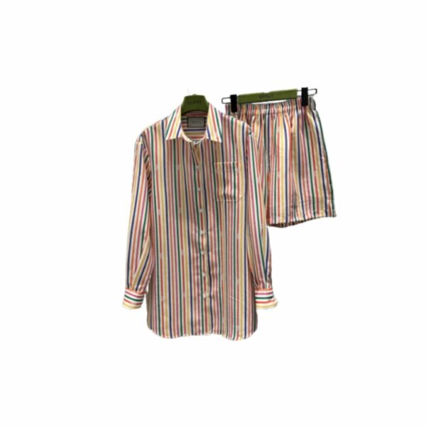 Multi Stripe Shirt And Shorts Multicolor For Women