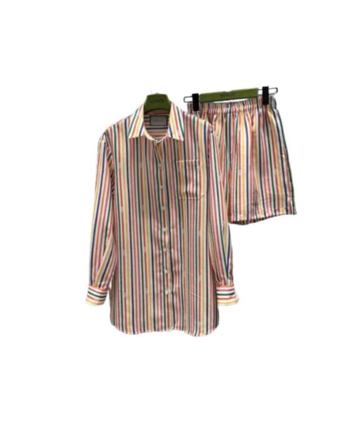 Multi Stripe Shirt And Shorts Multicolor For Women