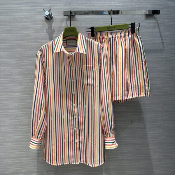Multi Stripe Shirt And Shorts Multicolor For Women