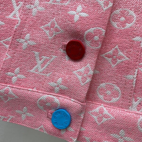 Multicolor Buttons Jacket And Skirt Pink For Women