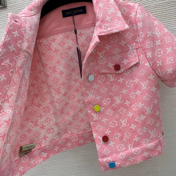 Multicolor Buttons Jacket And Skirt Pink For Women
