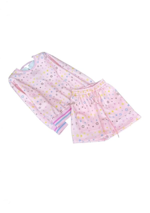 Multicolor Motifs Shorts And T- Shirt Pink For Women