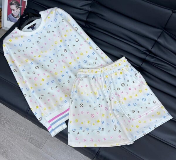 Multicolor Motifs Shorts And T- Shirt White For Women
