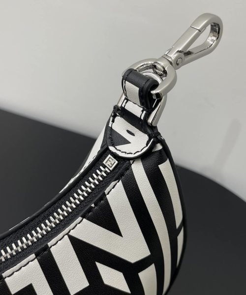 1:1 Replica Nano Fendigraphy Hobo Bag Black And White For Women 6.5in/ 16.5cm