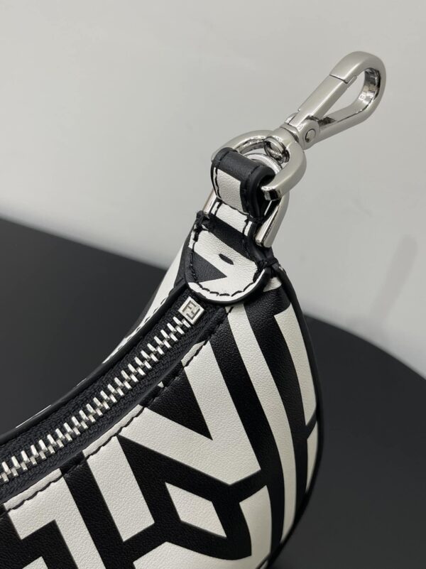 1:1 Replica Nano Fendigraphy Hobo Bag Black And White For Women 6.5in/ 16.5cm