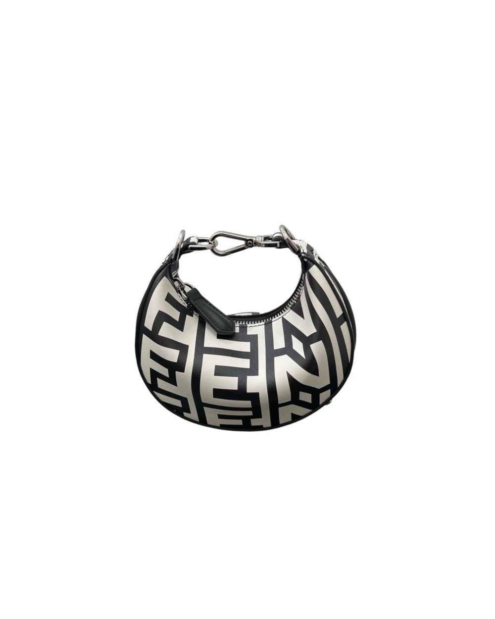 1:1 Replica Nano Fendigraphy Hobo Bag Black And White For Women 6.5in/ 16.5cm