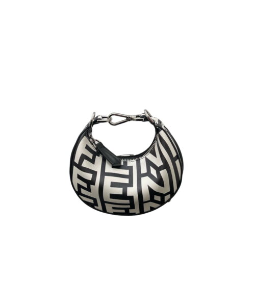 1:1 Replica Nano Fendigraphy Hobo Bag Black And White For Women 6.5in/ 16.5cm