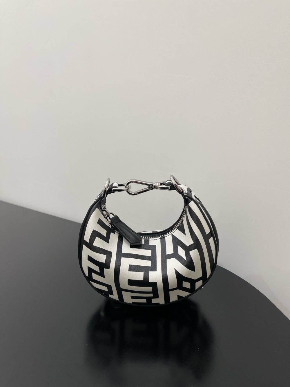 1:1 Replica Nano Fendigraphy Hobo Bag Black And White For Women 6.5in/ 16.5cm - Image 2