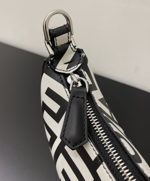 1:1 Replica Nano Fendigraphy Hobo Bag Black And White For Women 6.5in/ 16.5cm