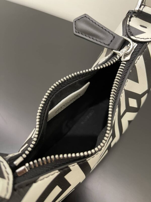 1:1 Replica Nano Fendigraphy Hobo Bag Black And White For Women 6.5in/ 16.5cm