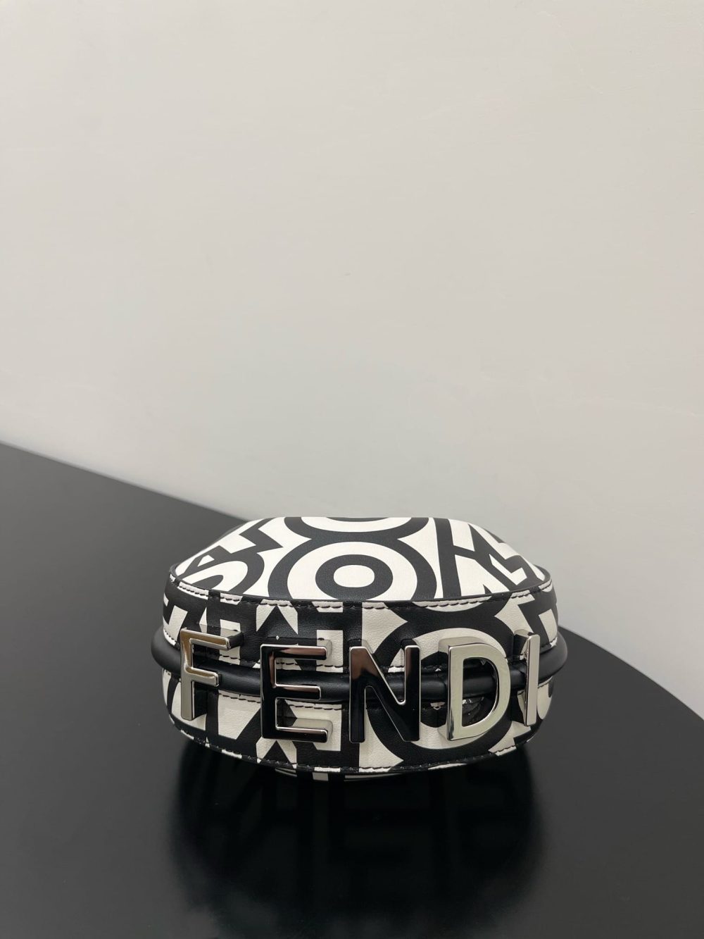 1:1 Replica Nano Fendigraphy Hobo Bag Black And White For Women 6.5in/ 16.5cm - Image 9