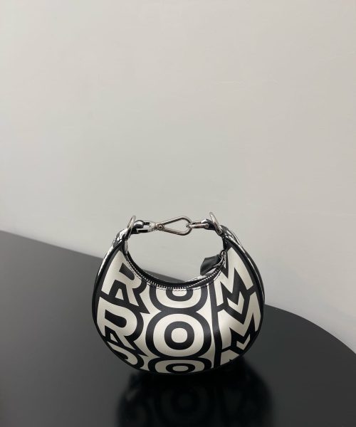 1:1 Replica Nano Fendigraphy Hobo Bag Black And White For Women 6.5in/ 16.5cm