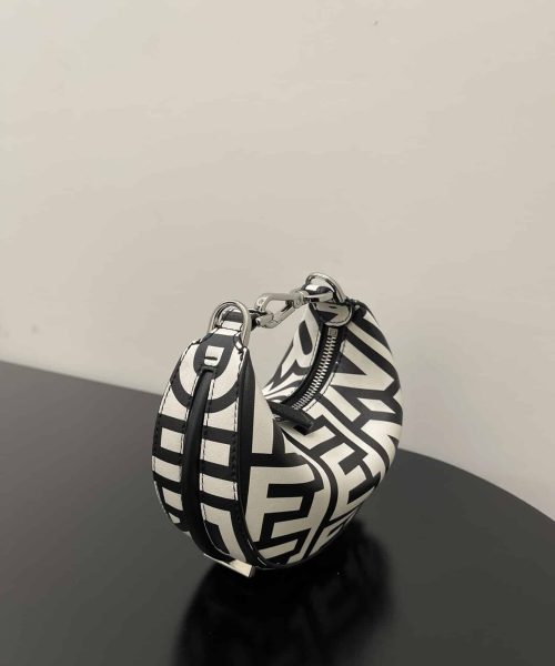 1:1 Replica Nano Fendigraphy Hobo Bag Black And White For Women 6.5in/ 16.5cm