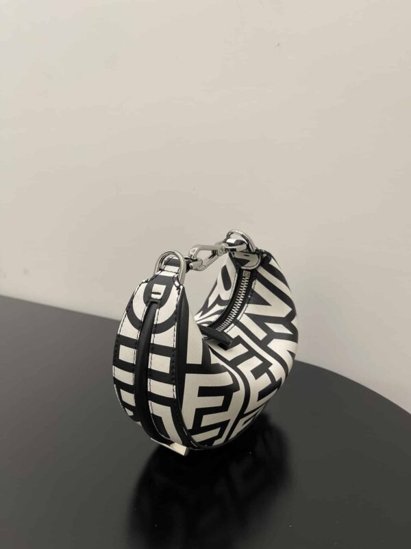 1:1 Replica Nano Fendigraphy Hobo Bag Black And White For Women 6.5in/ 16.5cm