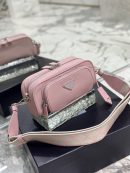 Nappa Antique Multi-Pocket Shoulder Bag In Grey/Black/Pink For Women 8.6 in/ 22cm 1BH198_UVL_F0480_V_4OO