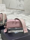 Nappa Antique Multi-Pocket Shoulder Bag In Grey/Black/Pink For Women 8.6 in/ 22cm 1BH198_UVL_F0480_V_4OO