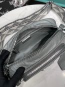 Nappa Antique Multi-Pocket Shoulder Bag In Grey/Black/Pink For Women 8.6 in/ 22cm 1BH198_UVL_F0480_V_4OO