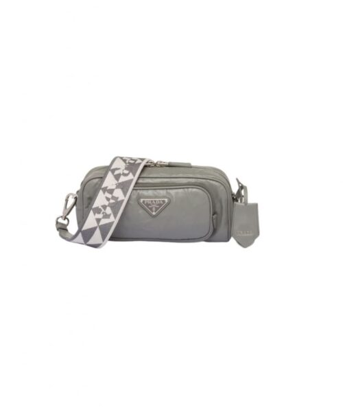 Nappa Antique Multi-Pocket Shoulder Bag In Grey/Black/Pink For Women 8.6 in/ 22cm 1BH198_UVL_F0480_V_4OO