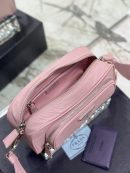 Nappa Antique Multi-Pocket Shoulder Bag In Grey/Black/Pink For Women 8.6 in/ 22cm 1BH198_UVL_F0480_V_4OO