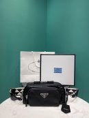 Nappa Antique Multi-Pocket Shoulder Bag In Grey/Black/Pink For Women 8.6 in/ 22cm 1BH198_UVL_F0480_V_4OO
