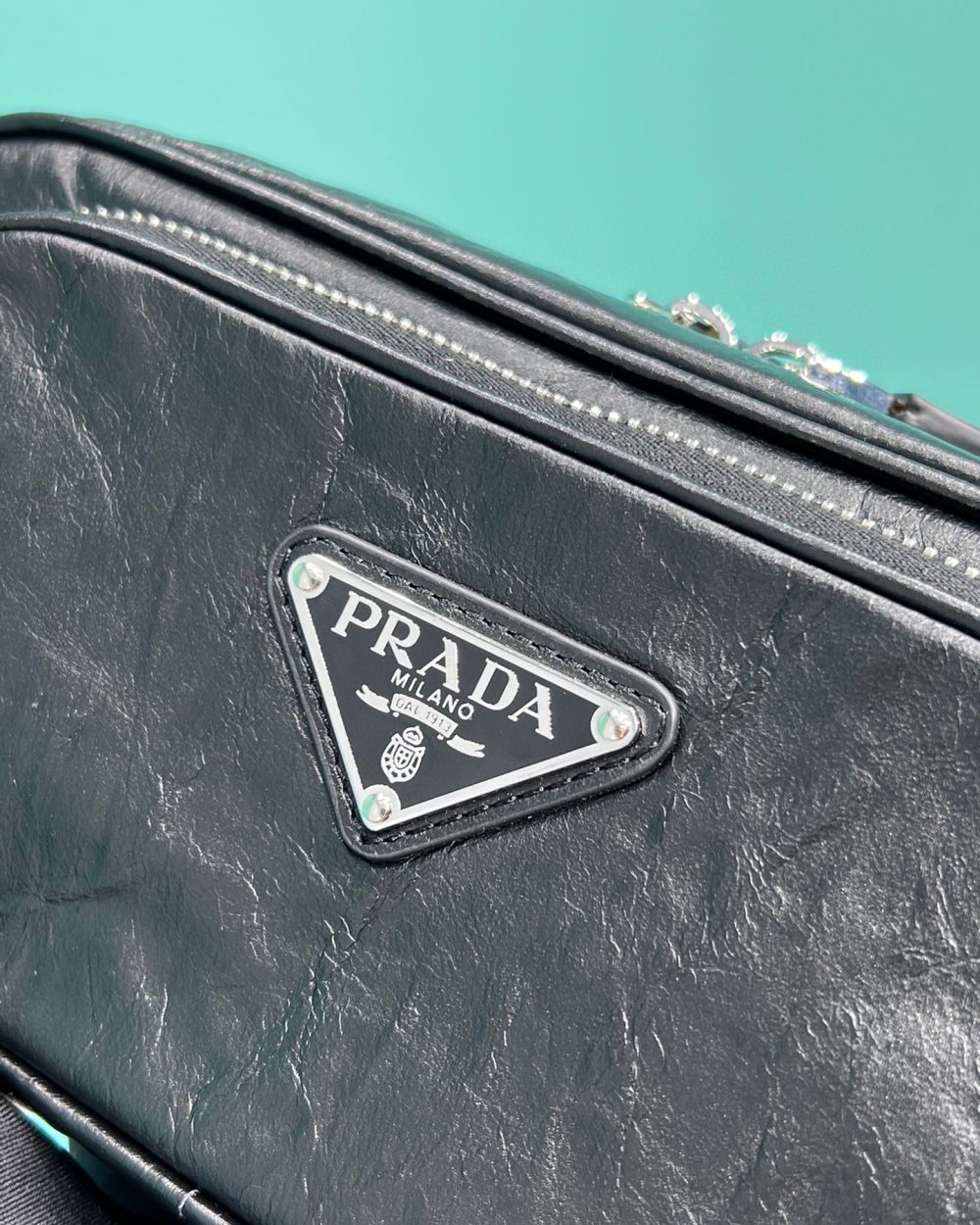 Nappa Antique Multi-Pocket Shoulder Bag In Grey/Black/Pink For Women 8.6 in/ 22cm 1BH198_UVL_F0480_V_4OO