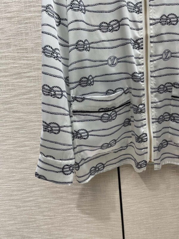 Nautical Knots Printed Shirt And Shorts Light Grey For Women