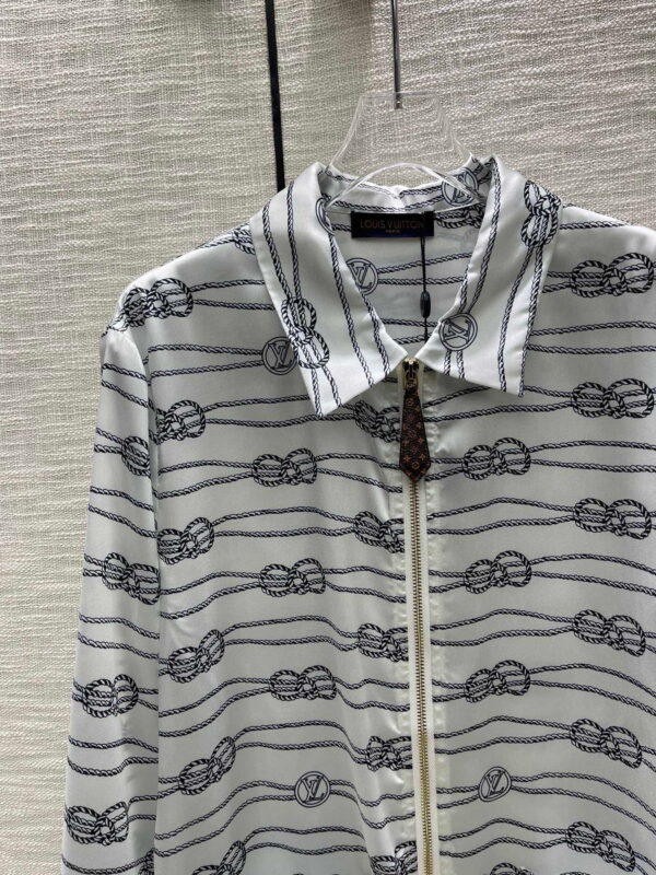 Nautical Knots Printed Shirt And Shorts Light Grey For Women