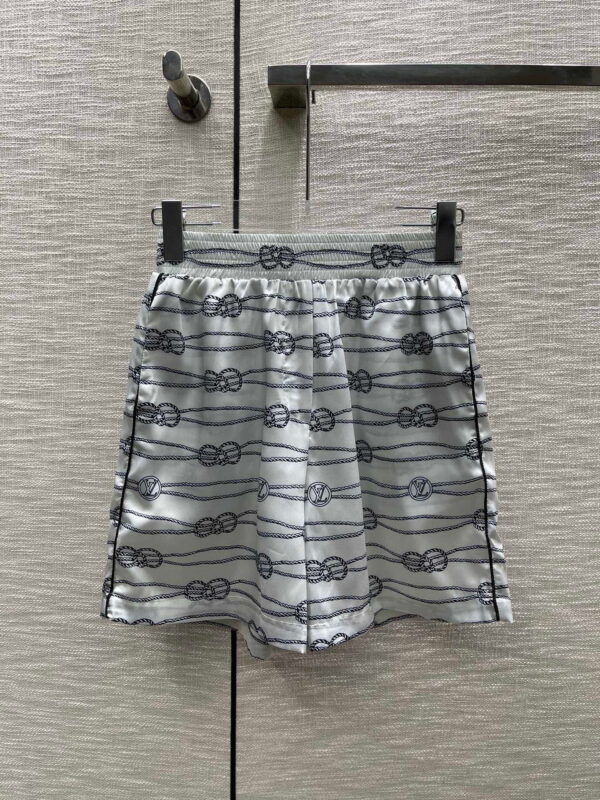 Nautical Knots Printed Shirt And Shorts Light Grey For Women