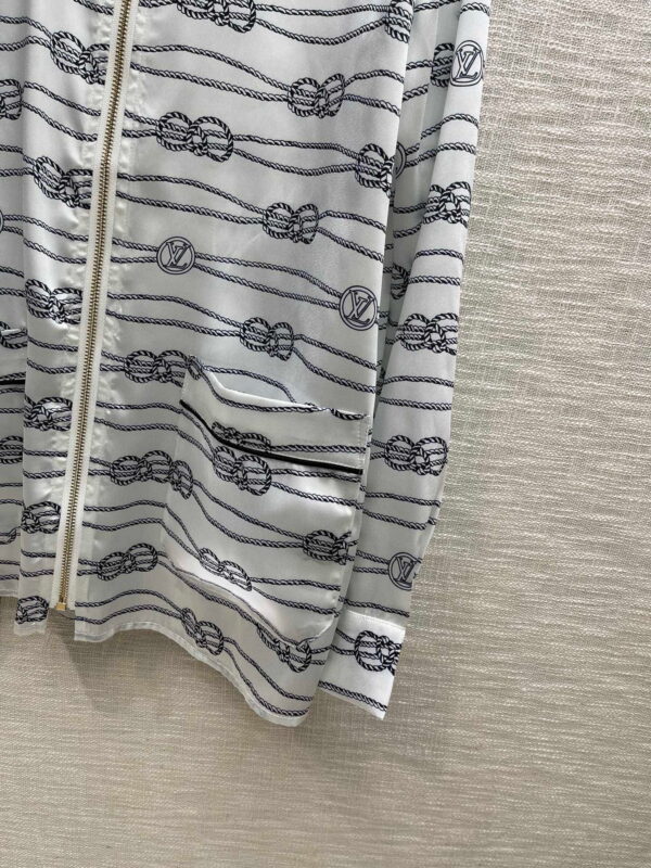 Nautical Knots Printed Shirt And Shorts Light Grey For Women