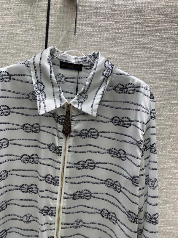 Nautical Knots Printed Shirt And Shorts Light Grey For Women