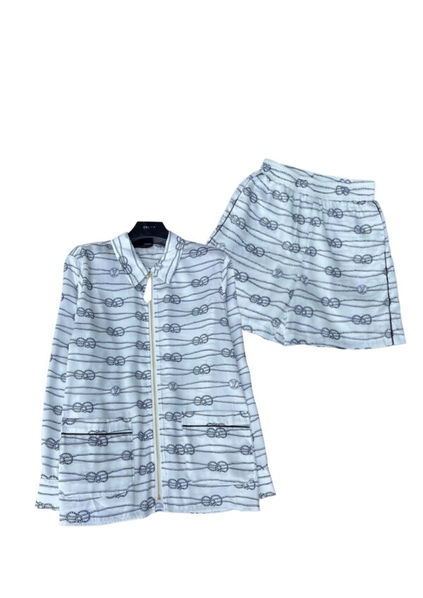 Nautical Knots Printed Shirt And Shorts White For Women