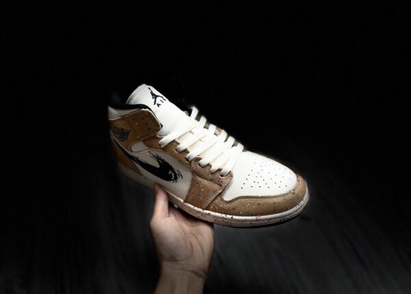 Nike Air Jordan 1 Mid Beige With “Brushstroke” Sneaker For Women,Women's Shoes