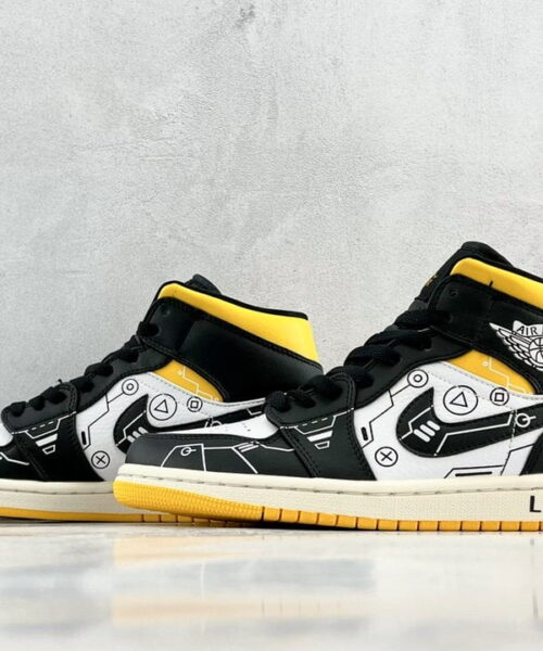 Nike Air Jordan 1 Mid Loading Sneaker Black Color For Women, Women's Shoes