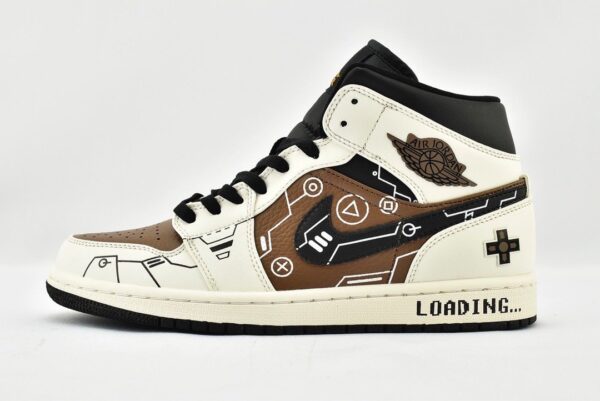 Nike Air Jordan 1 Mid Loading Sneaker Brown and White Color For Women, Women's Shoes