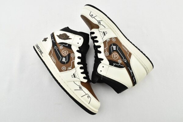 Nike Air Jordan 1 Mid Loading Sneaker Brown and White Color For Women, Women's Shoes