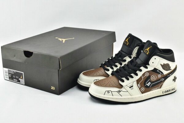 Nike Air Jordan 1 Mid Loading Sneaker Brown and White Color For Women, Women's Shoes