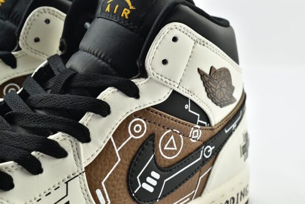 Nike Air Jordan 1 Mid Loading Sneaker Brown and White Color For Women, Women's Shoes