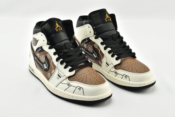 Nike Air Jordan 1 Mid Loading Sneaker Brown and White Color For Women, Women's Shoes