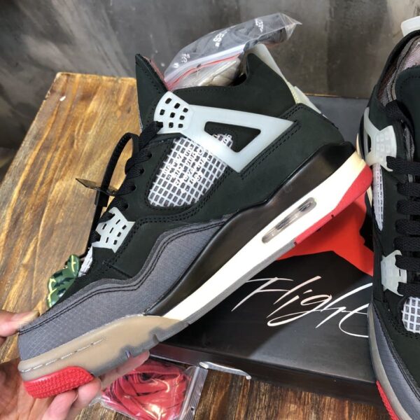 Nike Air Jordan 4 Off White Bred Pk God Factory in Black Sneaker For Women, Women's Shoes