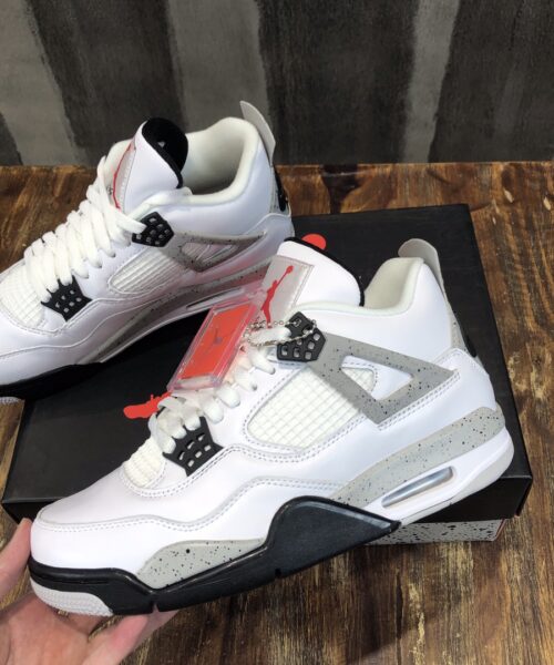 Nike Air Jordan 4 Retro White Cement Sneaker For Women, Women's Shoes