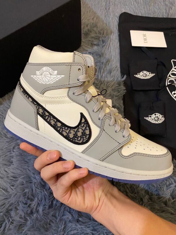 Nike Dior x Air Jordan 1 High OG Wolf Grey/Sail/Photon Dust/White For Women, Women's Shoes